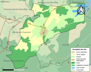 Carte en couleurs présentant l'occupation des sols.