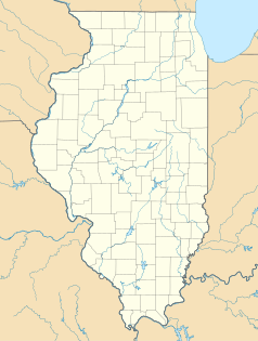 Mapa konturowa Illinois, w centrum znajduje się punkt z opisem „Mount Auburn”