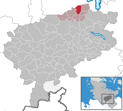 Elhelyezkedése Schleswig-Holstein térképén