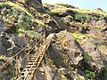 The two ladders that have to be crossed to reach the main fort area