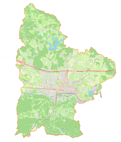 Mapa konturowa gminy miejskiej Celje, u góry nieco na lewo znajduje się punkt z opisem „Loče”