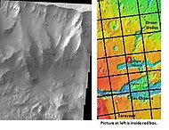 Cliff in northern wall of Ganges Chasma, as seen by THEMIS. Click on image to see relationship with other features in the Coprates region.