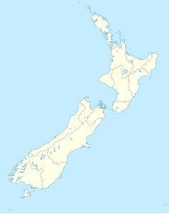 Mapa konturowa Nowej Zelandii, po prawej nieco u góry znajduje się punkt z opisem „Gisborne”