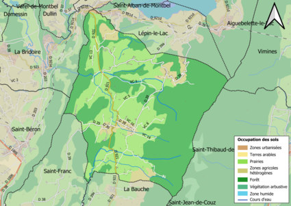 Carte en couleurs présentant l'occupation des sols.