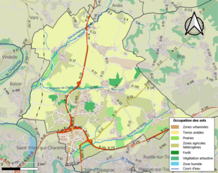 Carte en couleurs présentant l'occupation des sols.