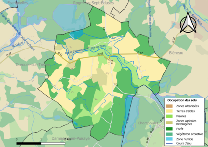 Carte des infrastructures et de l'occupation des sols de la commune en 2018 (CLC).