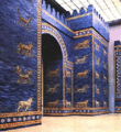 The Ishtar gate was constructed in about 575 BC by order of King Nebuchadnezzar II. Pergamon Museum, Berlin