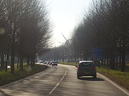 De N320 ter hoogte van Culemborg, voor de reconstructie van 2016