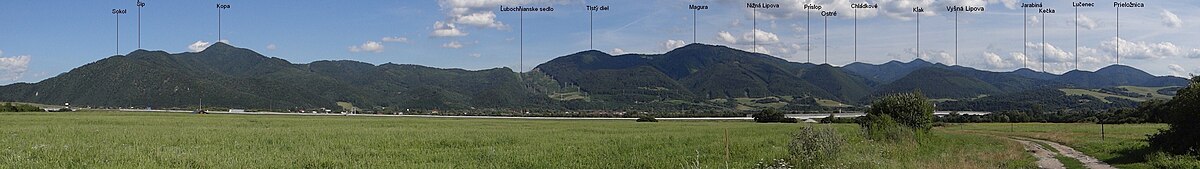 Poloha Veľké doliny v hřebeni Velké Fatry. Panorama z pohledu z Turčanské kotliny.