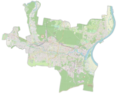 Mapa konturowa Bydgoszczy, blisko centrum na lewo znajduje się punkt z opisem „Ekstraliga Żużlowa”