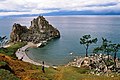 Image 53The Shamanka Шаманка [ru], a holy rock in Shamanism and one of the 9 most holy places in Asia, on the westcoast of Olkhon (from List of islands of Russia)