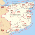 CT postcode area map