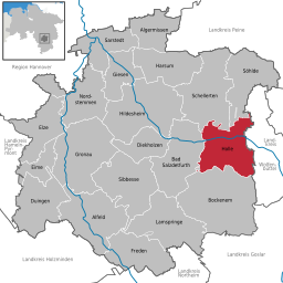 Läget för kommunen Holle i Landkreis Hildesheim