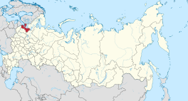 Die ligging van Leningrad-oblast in Rusland.