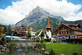 Kandersteg center with reformed church