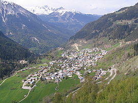 An aerial view of Champagny-en-Vanoise