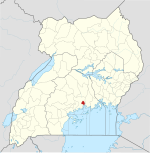 Kampala highlighted in red inside the Republic of Uganda