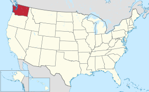 Map of the United States highlighting Washington