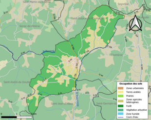 Carte en couleurs présentant l'occupation des sols.