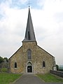 De kirk van Grand-Marchin (vief- toet zèstieëndjen ieëf) mit gedrejdjen taore.