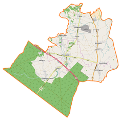 Mapa konturowa gminy Prószków, w centrum znajduje się punkt z opisem „Prószków”