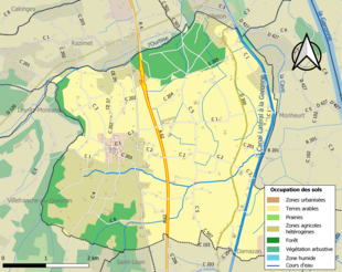 Carte en couleurs présentant l'occupation des sols.