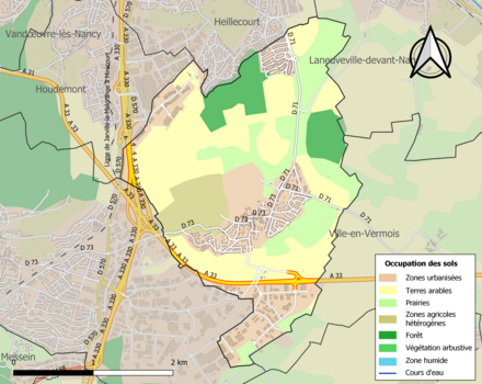 Carte en couleurs présentant l'occupation des sols.