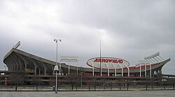 Arrowhead Stadium's exterior facade.