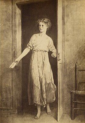 Éponine. Illustration de Gustave Brion, maison de Victor Hugo, 1862.