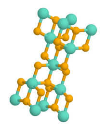 A ball-and-stick chemical model of an anatase crystal