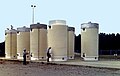 Image 67Dry cask storage vessels storing spent nuclear fuel assemblies (from Nuclear power)