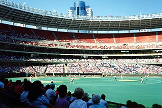 A baseball game at Riverfront Stadium in 1992