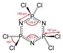 Hexachlorophosphazene conventional formula and bond lengths