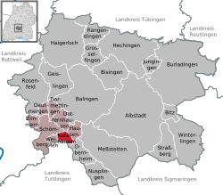 Elhelyezkedése Baden-Württemberg térképén