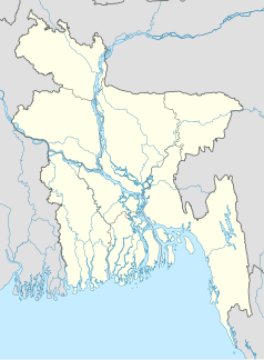 Mapa konturowa Bangladeszu, w centrum znajduje się punkt z opisem „DAC”