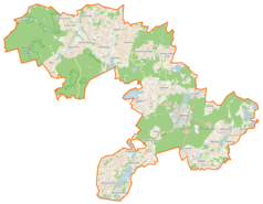 Mapa konturowa gminy Kartuzy, w centrum znajduje się punkt z opisem „Kozłowy Staw”