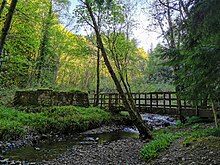 Footbridge crossing the stream