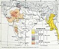 1909 Percentage of Buddhists, Sikhs, and Jains. Map of British of Indian Empire, 1909, showing percentages in different districts.