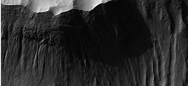 Close-up of some gullies from previous image, as seen by HiRISE under HiWish program