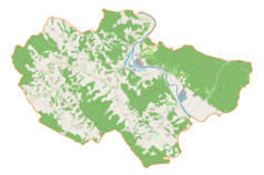 Mapa konturowa gminy Dydnia, w centrum znajduje się punkt z opisem „Temeszów”