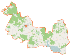 Mapa konturowa gminy Michałowo, blisko lewej krawiędzi u góry znajduje się punkt z opisem „Zajma”