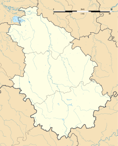 Mapa konturowa Górnej Marny, blisko centrum u góry znajduje się punkt z opisem „Rouvroy-sur-Marne”