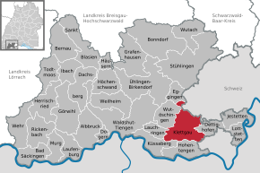 Poziția Klettgau pe harta districtului Waldshut