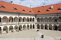 Inner courtyard of the Niepołomice Castle built by Casimir III the Great