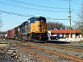 CSX Transportation SD70ACe 4845 leads train Q410 through South Plainfield, New Jersey in February 2005