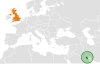 Location map for Kuwait and the United Kingdom.