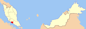 Map showing the location of the state of Malacca within Malaysia