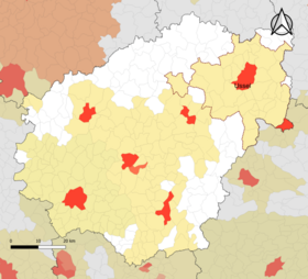 Localisation de l'aire d'attraction d'Ussel dans le département de la Corrèze.