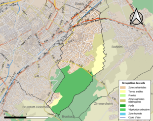 Carte en couleurs présentant l'occupation des sols.