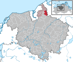 Elhelyezkedése Mecklenburg-Elő-Pomeránia térképén